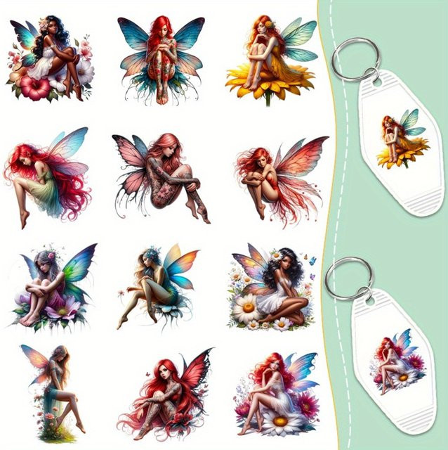 60 Stück Fairy Elves UV DTF Transfers in Multicolour für DIY-Bastelarbeiten und Bürobedarf - Bild 1