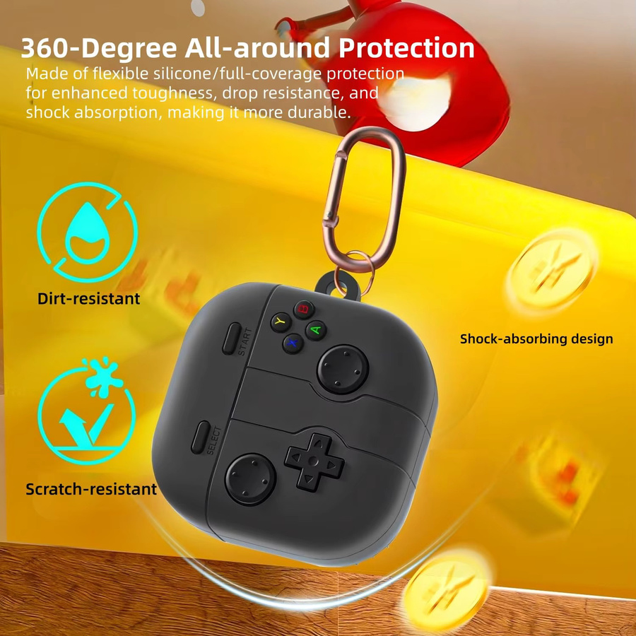 Silikonhülle im Cartoon-Design für Samsung Galaxy Buds 4 Pro und Galaxy Buds 4 inklusive Schlüsselanhänger, transparent - Bild 4