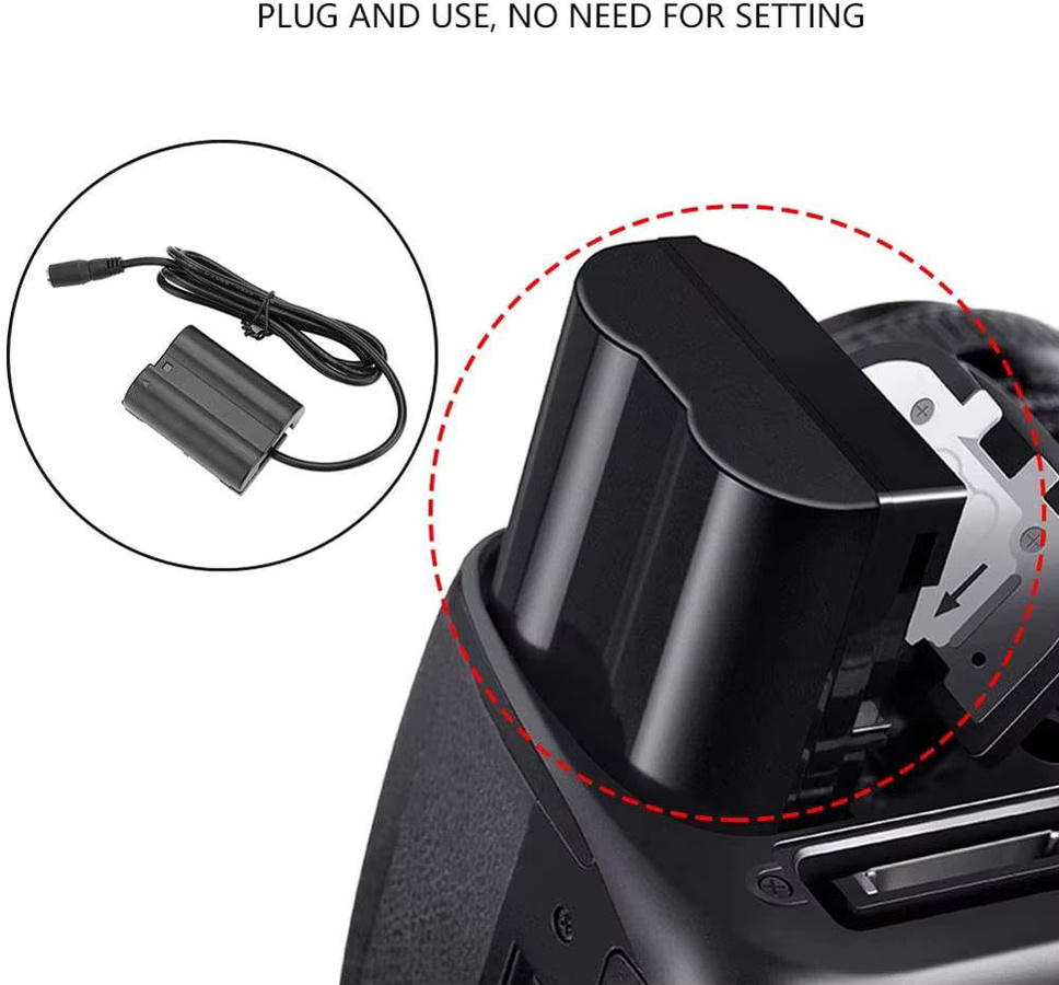 EP-5B Dummy-Akku-Set mit Netzteilanschluss für Nikon Z5, Z6, Z6 II, Z7, Z7 II, Z8, D500, D610, D750, D780, D800, D800e in Schwarz - Bild 4