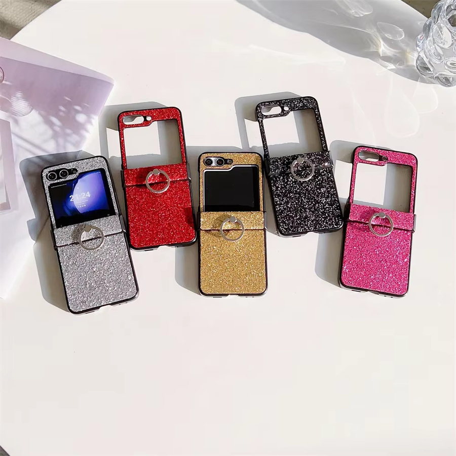 Ring Diamond Sparkling Powder Handyhülle für Samsung Galaxy Z Flip 6 5 4 3 in Schwarz, stoßfeste Schutzhülle - Bild 3