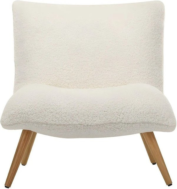 Vente-unique Sessel Pepita in Weiß mit gerader Rückenlehne und Armlehnen im skandinavischen Stil aus Bouclé-Sherpa-Gewebe, Breite: 77 cm, Tiefe: 81 cm, Höhe: 90 cm - Bild 1