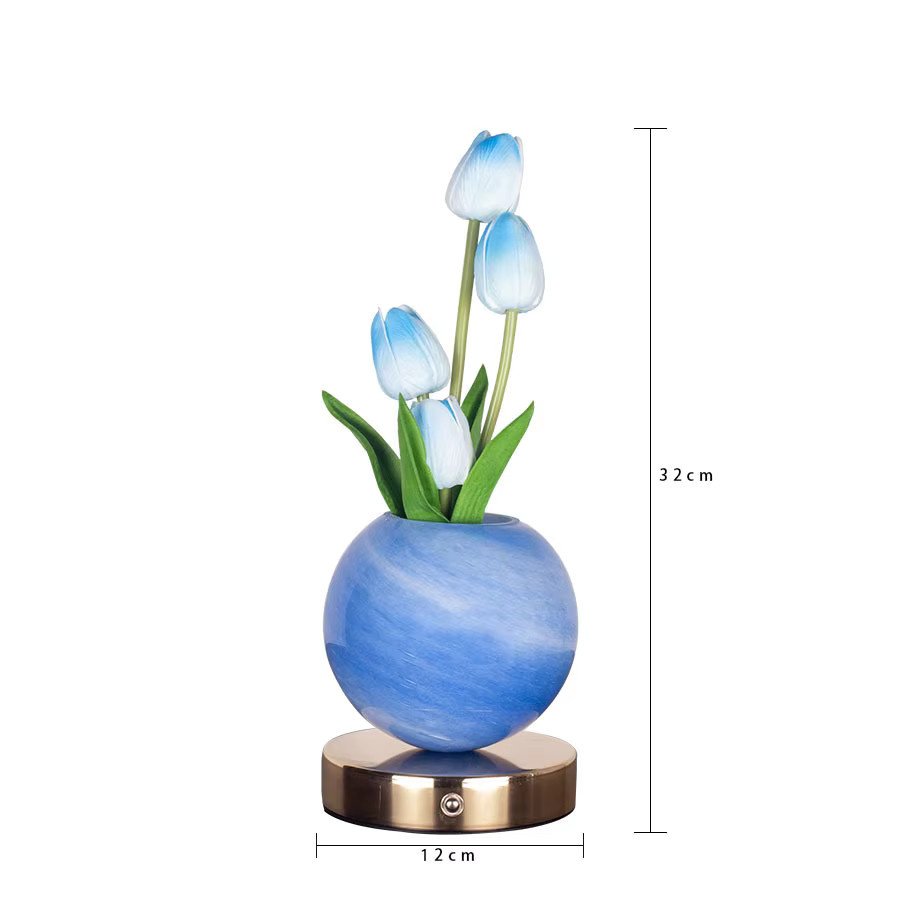 SerRickDon Tulpe LED Nachtlicht USB aufladbare Schreibtisch Dekor Lampe, Simulation Bouquet Tischlampe für Schlafzimmer, B/T/H: 32,0 x 12,0 x 12,0 cm - Bild 3