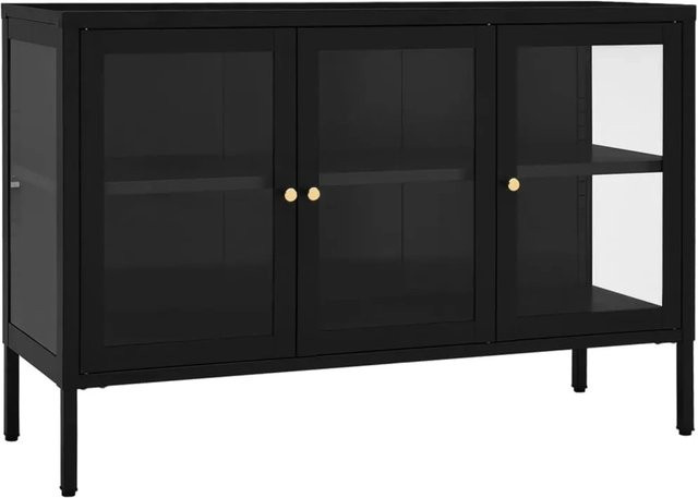 vidaXL Sideboard Schwarz aus Stahl und Glas B/T/H: 70 x 35 x 70 cm - Bild 1