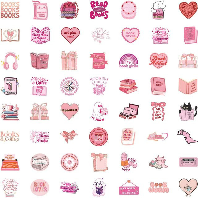 60er Set Pinke Graffiti-Sticker für Notizbuch und Koffer - Bild 1