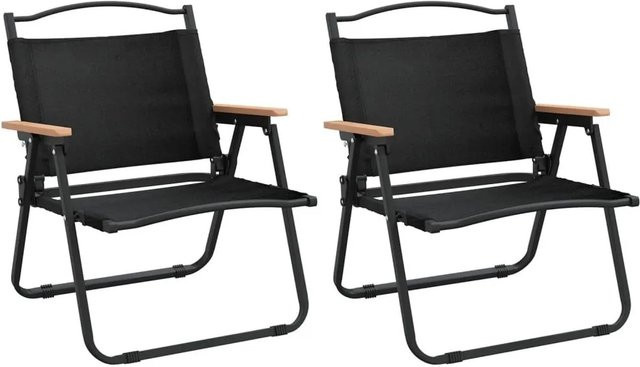 2er-Set vidaXL Campingstühle aus schwarzem Oxford-Gewebe mit pulverbeschichtetem Stahlgestell, B/T/H: 54 x 43 x 59 cm - Bild 1