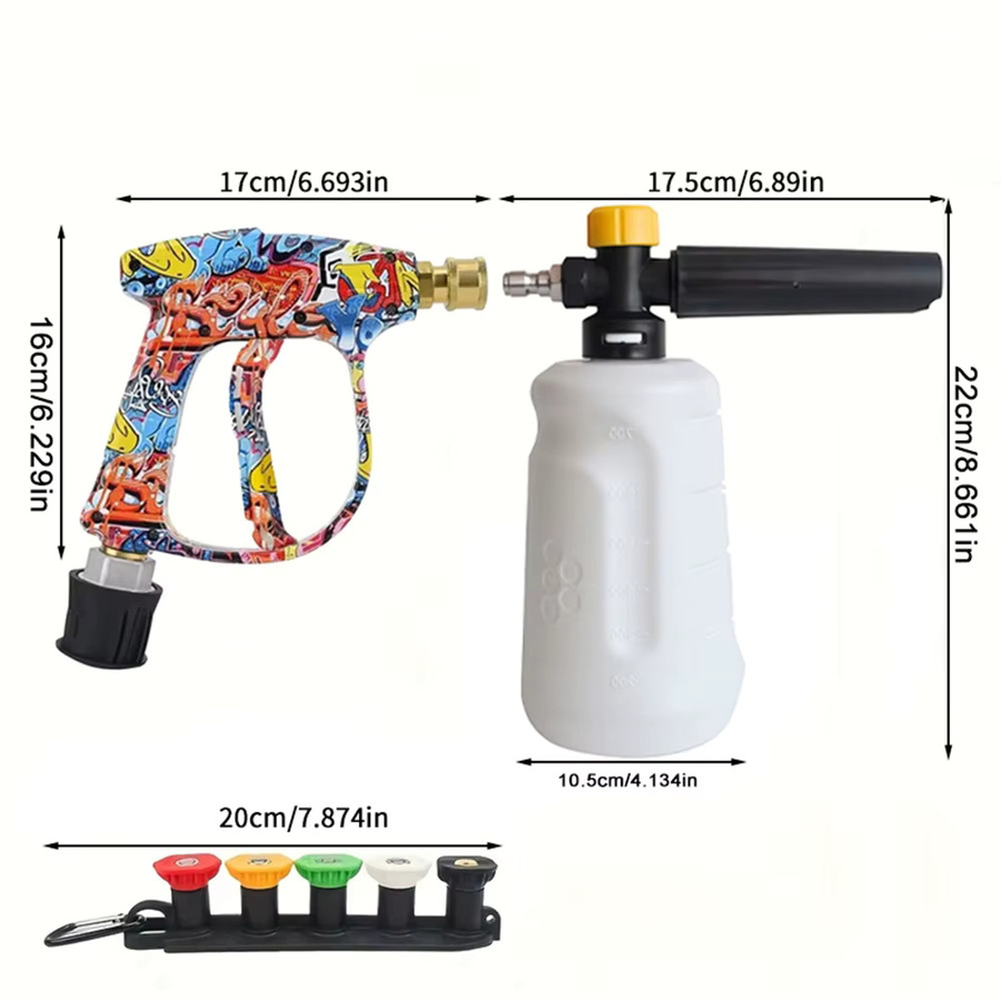 Bosch Hochdruckreinigerpistole mit Kunststoffschaumkanone, Bosch-Adapter und 5-Farben-Düsenset für Low-Power Reiniger - Bild 2