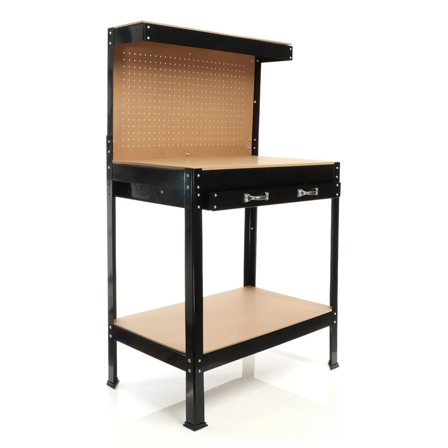 Wiltec Werkbank mit Lochwand in Bronzebraun, Arbeitstisch aus Stahl und MDF, B/T/H: 80 x 50 x 140 cm - Bild 2