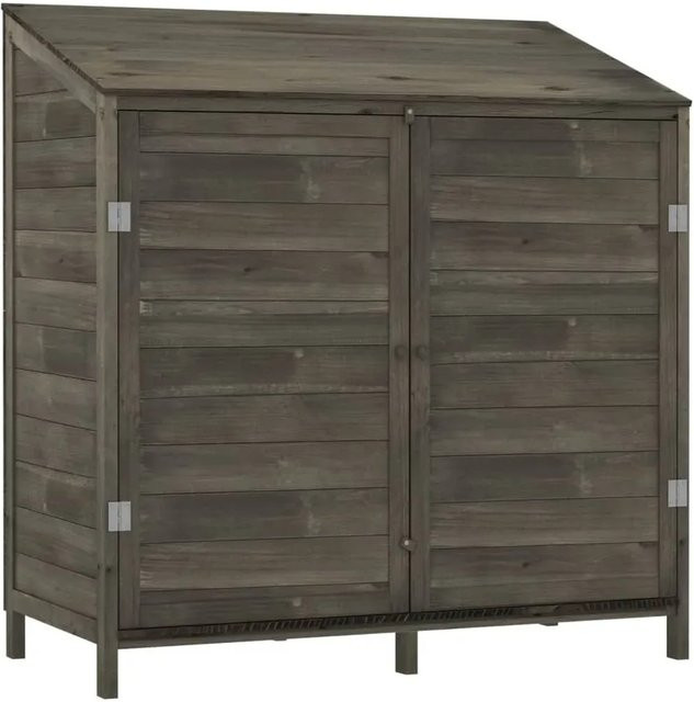 vidaXL Gerätehaus aus Massivholz Tanne in Anthrazit, B/T/H: 102 x 52 x 112 cm - Bild 1