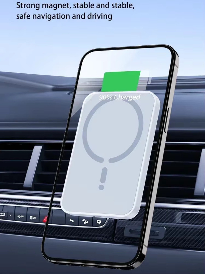 VIKEFON Magnetisches kabelloses Auto-Ladegerät für Lüftungsschlitze in Weiß, MagSafe kompatible GPS-Handyhalterung für iPhone 17 16 15 14 13 12 Pro Max mit Schnellladefunktion - Bild 4