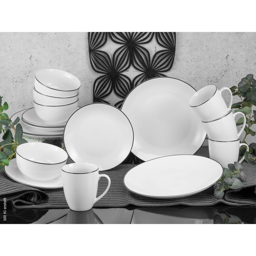 CreaTable Kombiservice Luna Black Line aus weißem Porzellan, 16-teilig - Bild 3