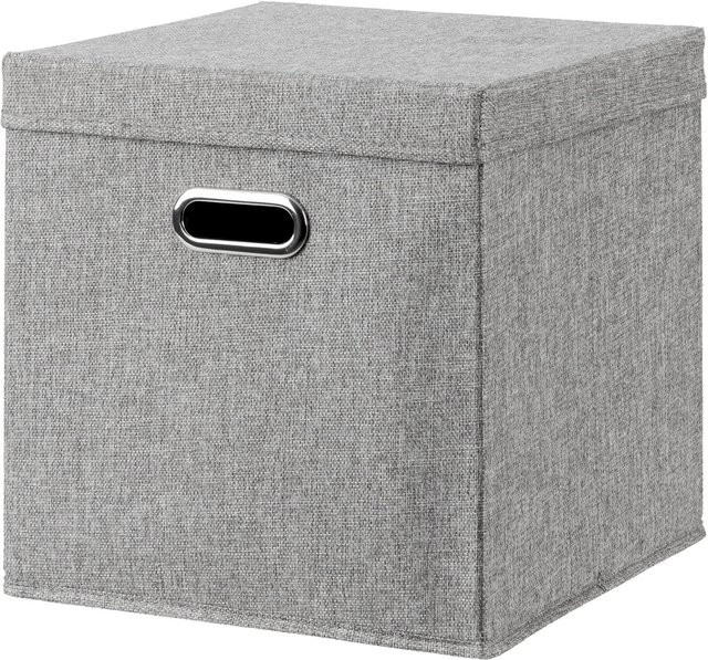 Mömax Faltbox Bobby Grau mit Deckel aus Stoff und Karton B/T/H: 34,0 x 33,0 x 33,0 cm - Bild 1