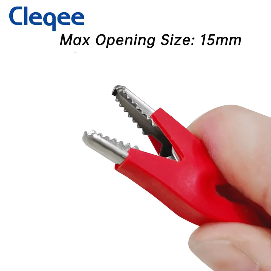 Cleqee Dual-Krokodilklemmen Multimeter-Messleitungen mit Überbrückungsdraht, rot/schwarz - Bild 2
