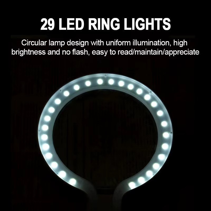 TELEHILL Lupe 10x, 25x, 29 LEDs, 3 Gänge, wiederaufladbar, grau, weiß - Bild 3