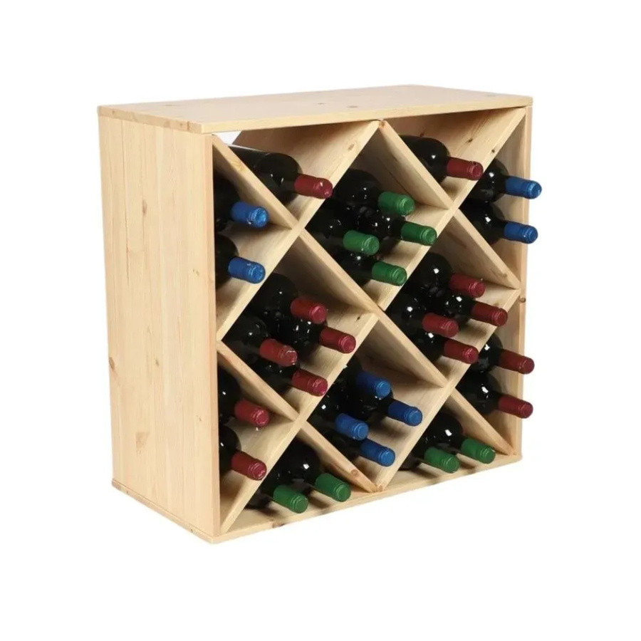 PROREGAL Modulares Weinregal Vincellar aus massivem Kiefernholz in Braun, Rauten-Modul für 30 Flaschen, H x B x T: 60 x 60 x 30 cm - Bild 2
