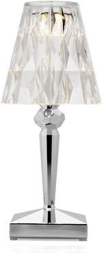 Kartell Battery Tischleuchte in Silber mit Akku und transparentem Design