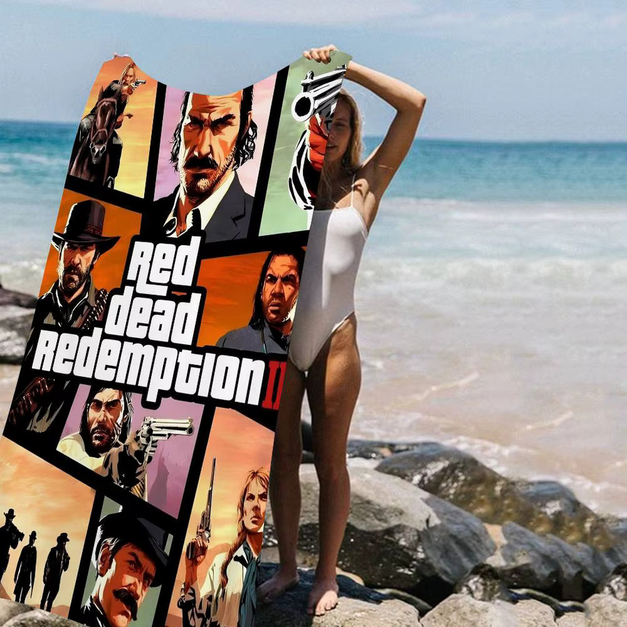 Beast Kingdom Red Dead Redemption Mikrofaser-Strandtuch, mehrfarbig, schnelltrocknend und weich - Bild 2