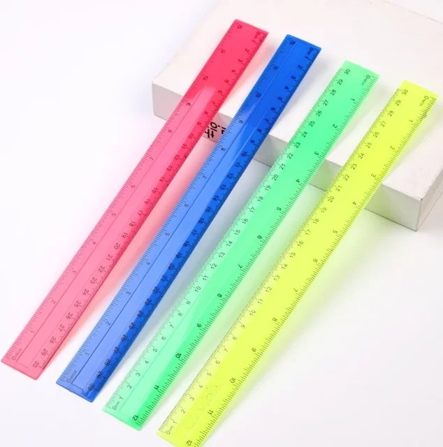 4er-Set bunte transparente Kunststoff Lineale für Schule und Büro, Länge: 30 cm - Bild 1
