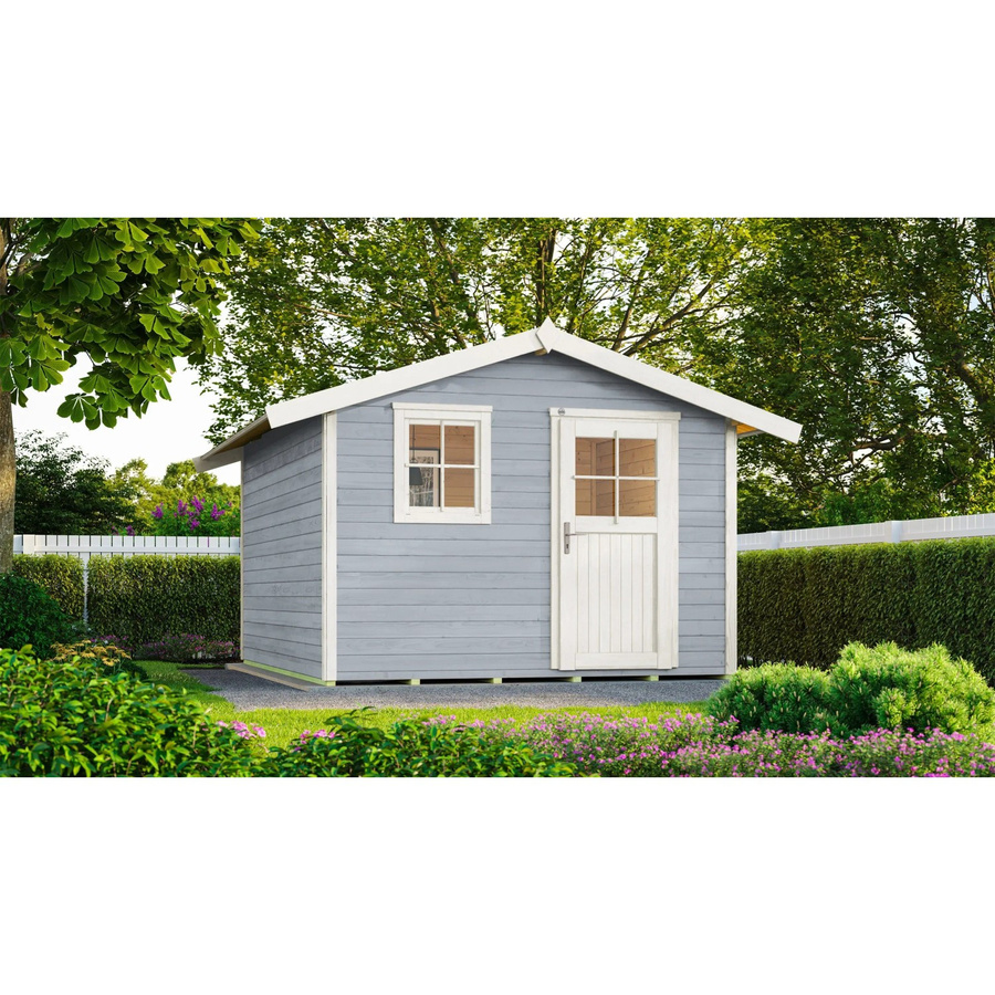 WEKA Gartenhaus 123 Gr.5 aus Fichtenholz mit Satteldach in Grau, B/H/T: 390 x 247 x 295 cm - Bild 2