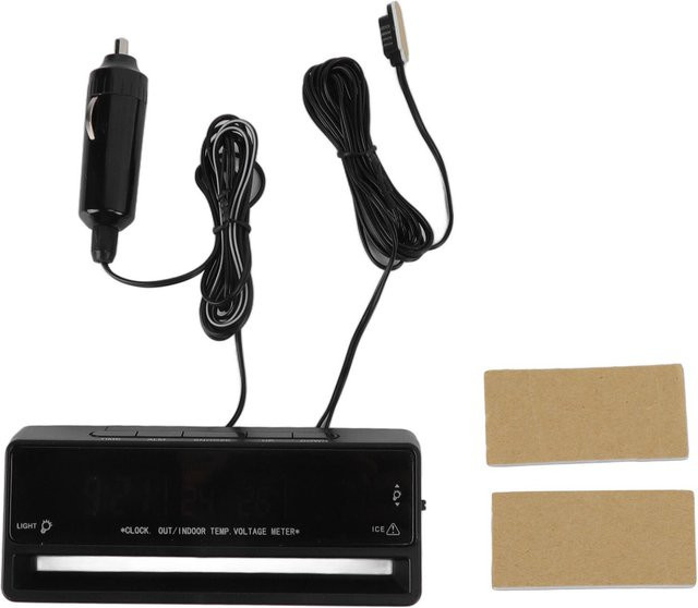 OutsideWorld Digitales Multifunktions-Thermometer mit Spannungsmesser in Schwarz - Bild 1