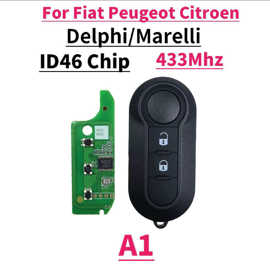 JXKEY ID46 Chip 433 MHz Auto-Fernbedienungsschlüssel für Fiat, Citroen und Peugeot in Schwarz - Bild 2