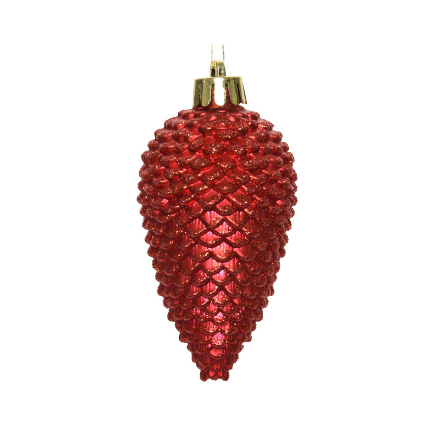 Decoris Christbaumschmuck Zapfen in Rot, 6 Stück, Höhe: 8 cm, Breite: 4,5 cm - Bild 2