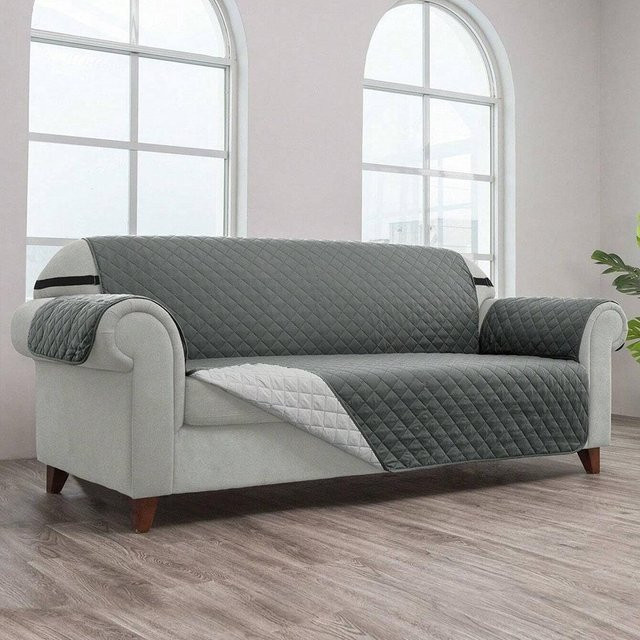 Haustierfreundlicher Sofabezug für 3-Sitzer-Sofas, wendbarer und gesteppter Möbelschutzbezug in Weiß, waschbar und rutschfest - Bild 1