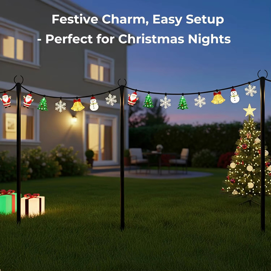nexillumi Set Lichterkettenstangen aus Metall in Schwarz für Garten, Terrasse und Camping - Bild 6