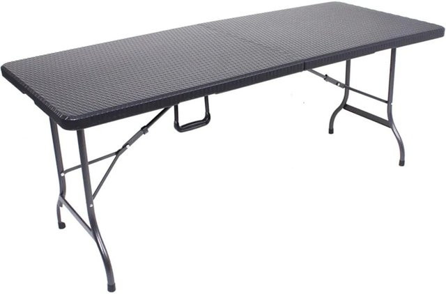 DELUKE Gartentisch MELVIN Klappbar in Rattan-Optik aus Kunststoff und Stahl, Schwarz, B: 180 cm, T: 74 cm, H: 73 cm - Bild 1