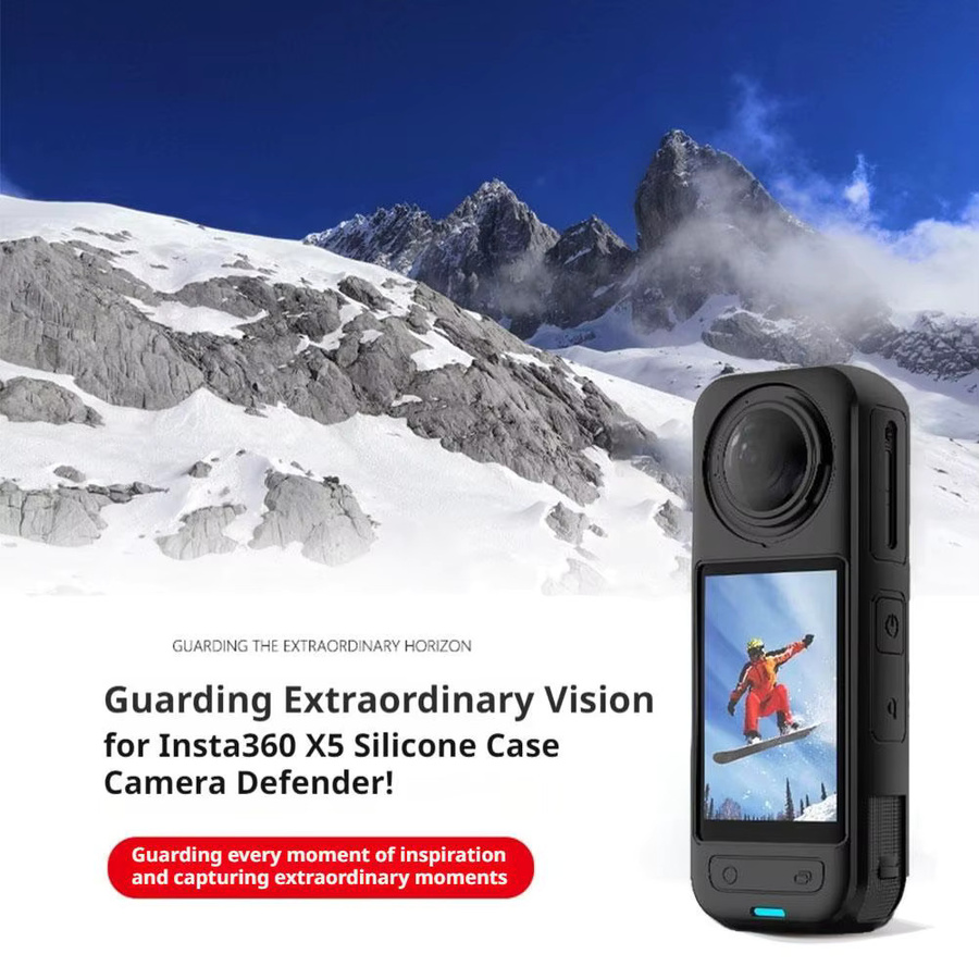 Schutzhülle aus Silikon für Insta360 X5 in Schwarz als Staubschutz und Zubehör für deine Action Camera - Bild 4