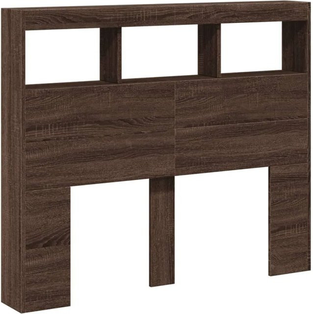 vidaXL LED-Kopfteil mit Ablagen und USB-Ladeport in Eiche Braun, B/T/H: 120 x 17 x 102 cm - Bild 1