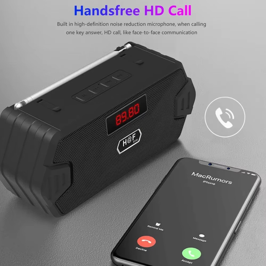 Tragbarer AyeBeau Bluetooth Lautsprecher mit FM Radio und Aux Anschluss, Outdoor Musik Sound Box mit Subwoofer und Bass, erhältlich in Blau oder Schwarz - Bild 3