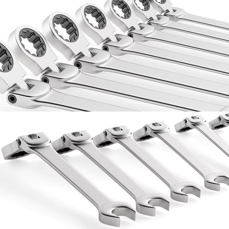 WOZOBUY Ratschenschlüssel-Set aus Chrom-Vanadium-Stahl in Silber mit Canvas-Tasche - Bild 4