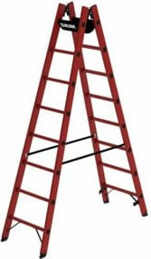 Günzburger Vollkunststoff-Stehleiter beidseitig begehbar rot mit 2 x 8 Sprossen - Bild 1