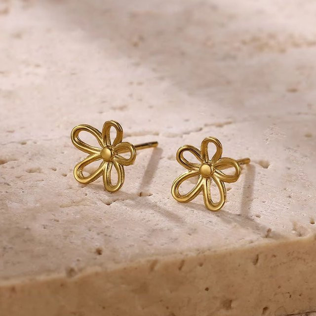 ETCAVCE Blumenohrringe, Edelstahl, Gold, Damen - Bild 1