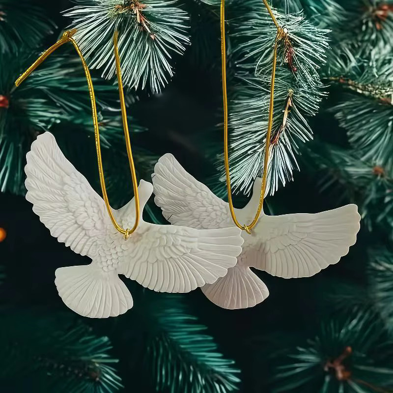 JETTING Weihnachtsbaum Ornament Freundschaftstauben aus Harz in Weiß - Bild 3