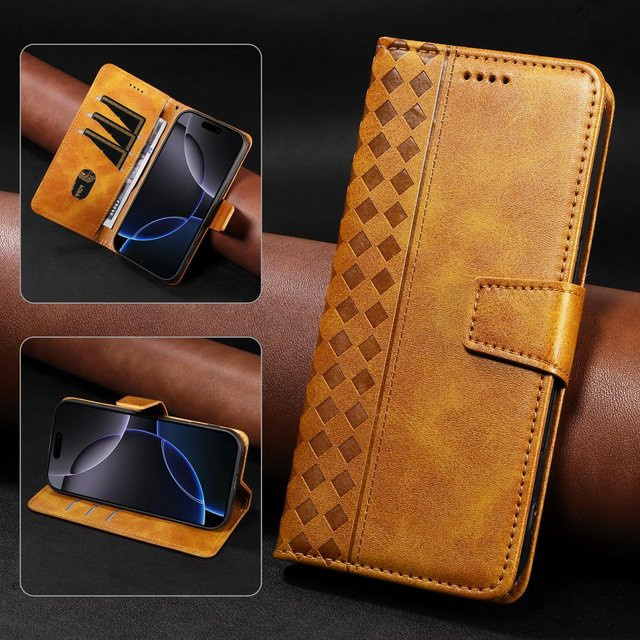 Xiaomi Flip Leder Handyhülle Magnetisches Buch Funda als Brieftaschenhülle für Redmi Note 15 14 13 12 Pro Plus 5G 4G 14S 12S in Braun - Bild 1