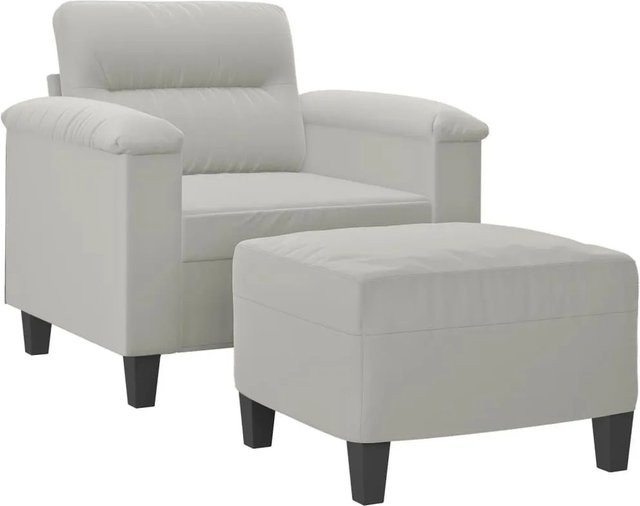 vidaXL Sessel mit Hocker Hellgrau aus Mikrofasergewebe - Bild 1