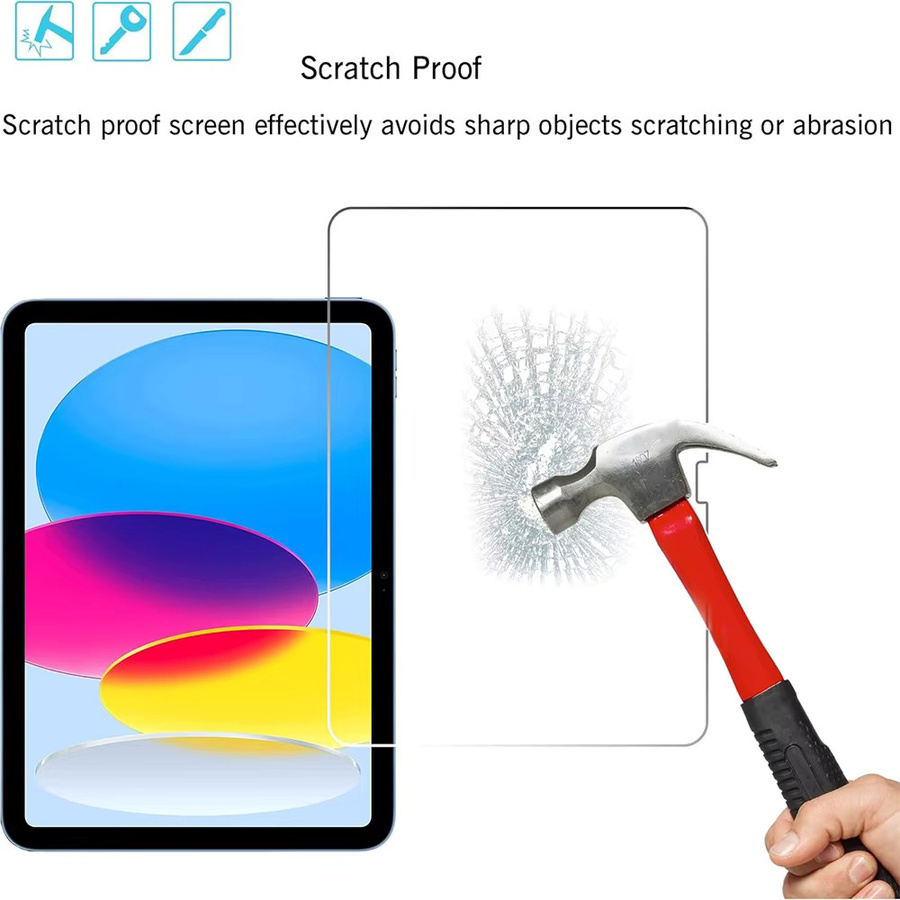 Displayschutzfolie aus gehärtetem Glas für Apple iPad 11. Generation 11 Zoll 2025 (A3354) und iPad 10. Generation 10,9 Zoll 2022, transparent - Bild 3