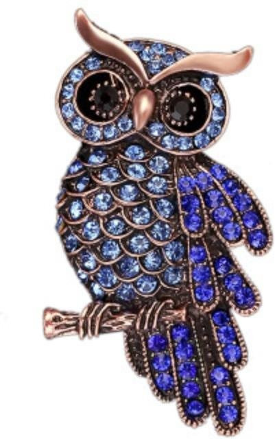 YIRAN Eulen Brosche, Zinklegierung, Strass, Grau, Damen Herren - Bild 1
