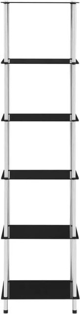 vidaXL Regal mit 6 Ablagen aus Glas und Metall in Schwarz, B/T/H: 40 x 40 x 160 cm - Bild 1