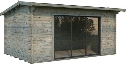 Palmako Gartenhaus Ines Slide aus Fichtenholz in Grau mit Glasschiebetüren und Satteldach, B/T/H: 480 x 300 x 250 cm - Bild 3