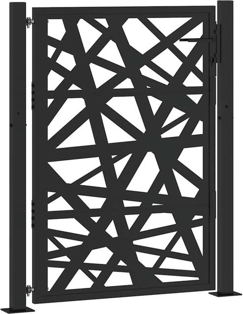 vidaXL Gartentor aus verzinktem Stahl in Schwarz, B/H: 110 x 130 cm - Bild 1
