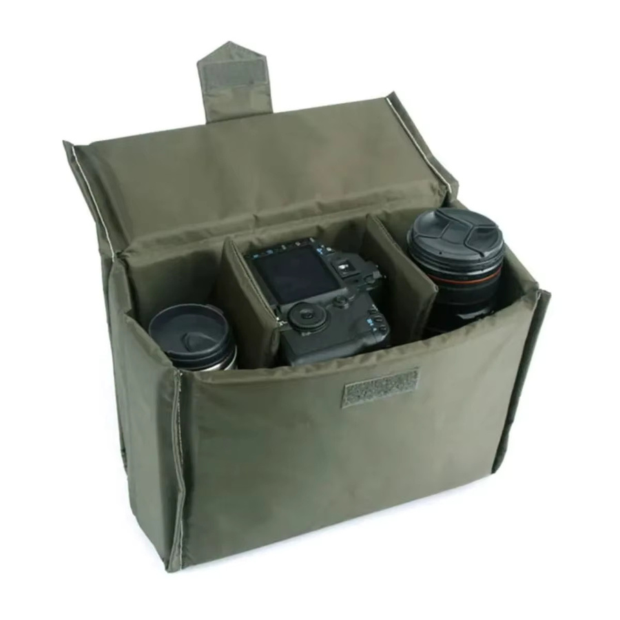 OLOEY Wasserdichte und faltbare Kamera-Schutztasche mit gepolsterten Trennwänden in Grün, passend für Canon, Nikon und Pentax DSLR-Kameras und Objektive - Bild 2