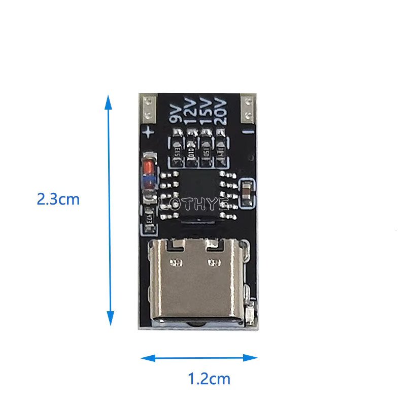 LOTHYE 5er Set USB-C PD Trigger Board Modul für Schnellladung, USB Typ-C zu 12V Power Delivery Boost, Schwarz - Bild 2