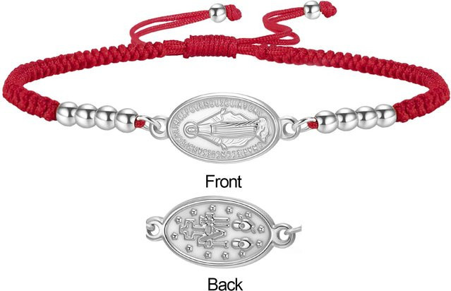 YULIN Armband Edelstahl, Jungfrau Maria Anhänger, Schwarz, Damen, 17-22 cm - Bild 1