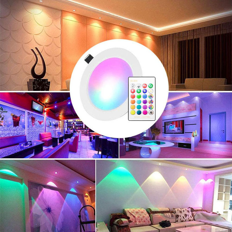 TOMTOP JMS RGBW LED-Einbauleuchte mit IR-Fernbedienung, 5W dimmbar, 16 Farben und 4 Blinkmodi, rund, weiß - Bild 2