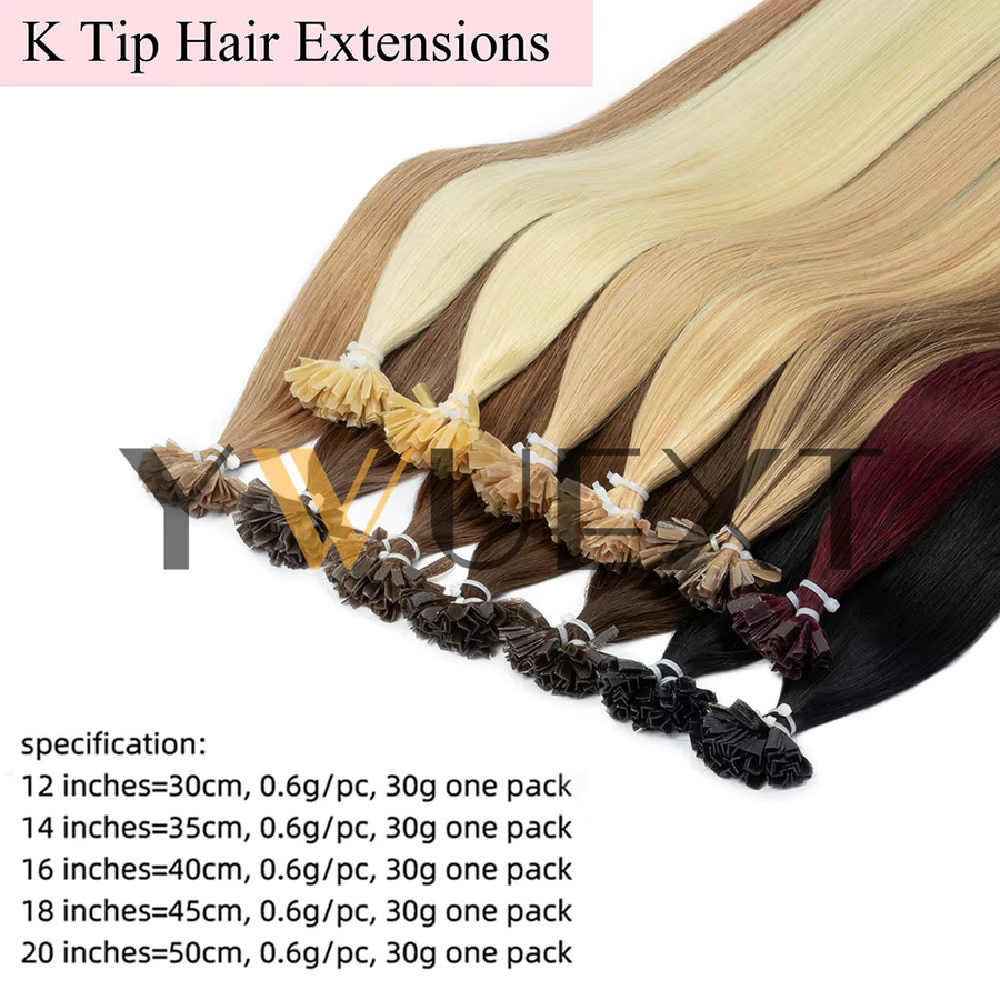 YWEXT Keratin V-Tip Haarverlängerung Echthaar, 12-20 Zoll, Glatt, 30g - Bild 2