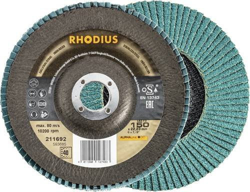 Rhodius LSZ F3 Fächerschleifscheibe Körnung 40 für Edelstahl und Stahl, 10 Stück, Mehrfarbig - Bild 1