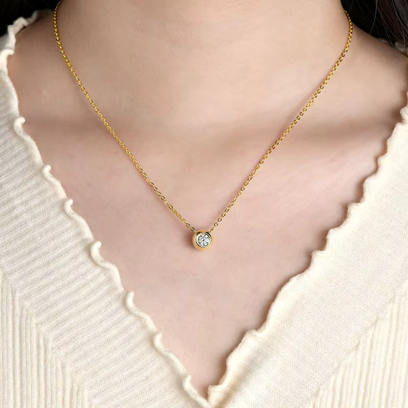 Lnngy Halskette, Moissanit, 14 Karat Gold gefüllt, Damen - Bild 3