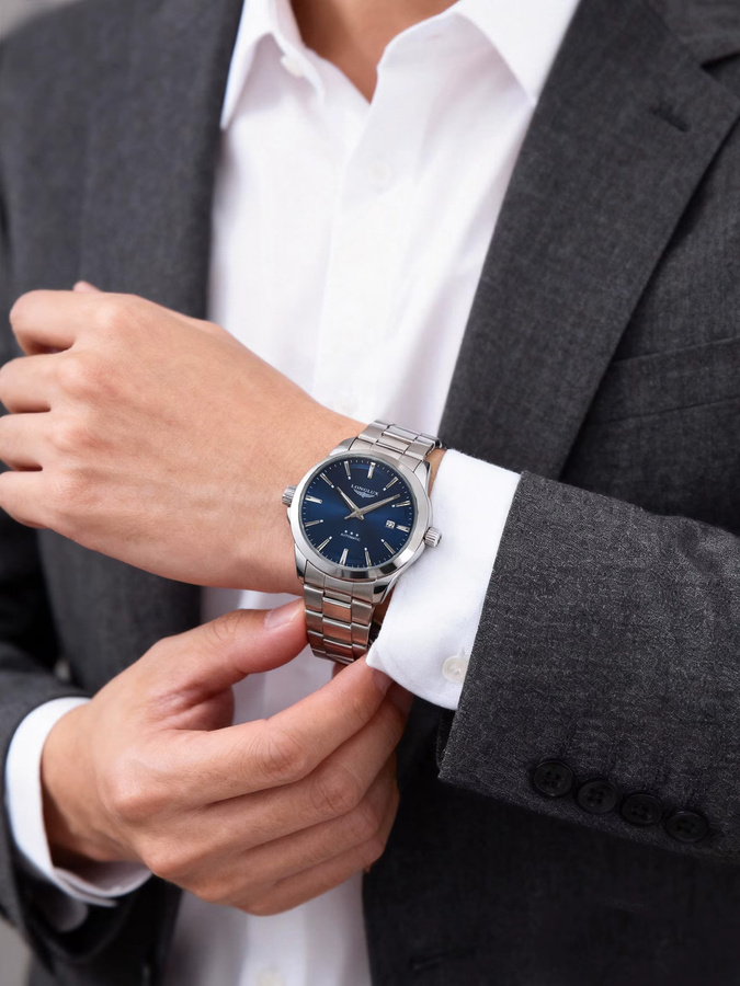 LONGLUX Armbanduhr Automatik, Edelstahl, Blau, Herren - Bild 4